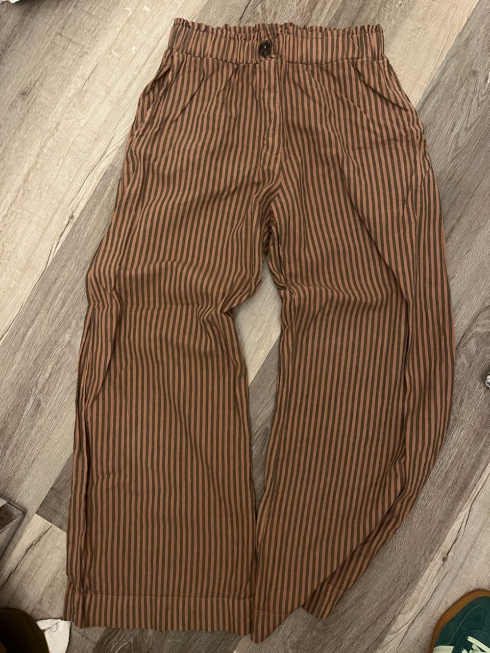 LA Relaxed Washed Brown Striped Relaxed Trousers - Picture 3 of 4